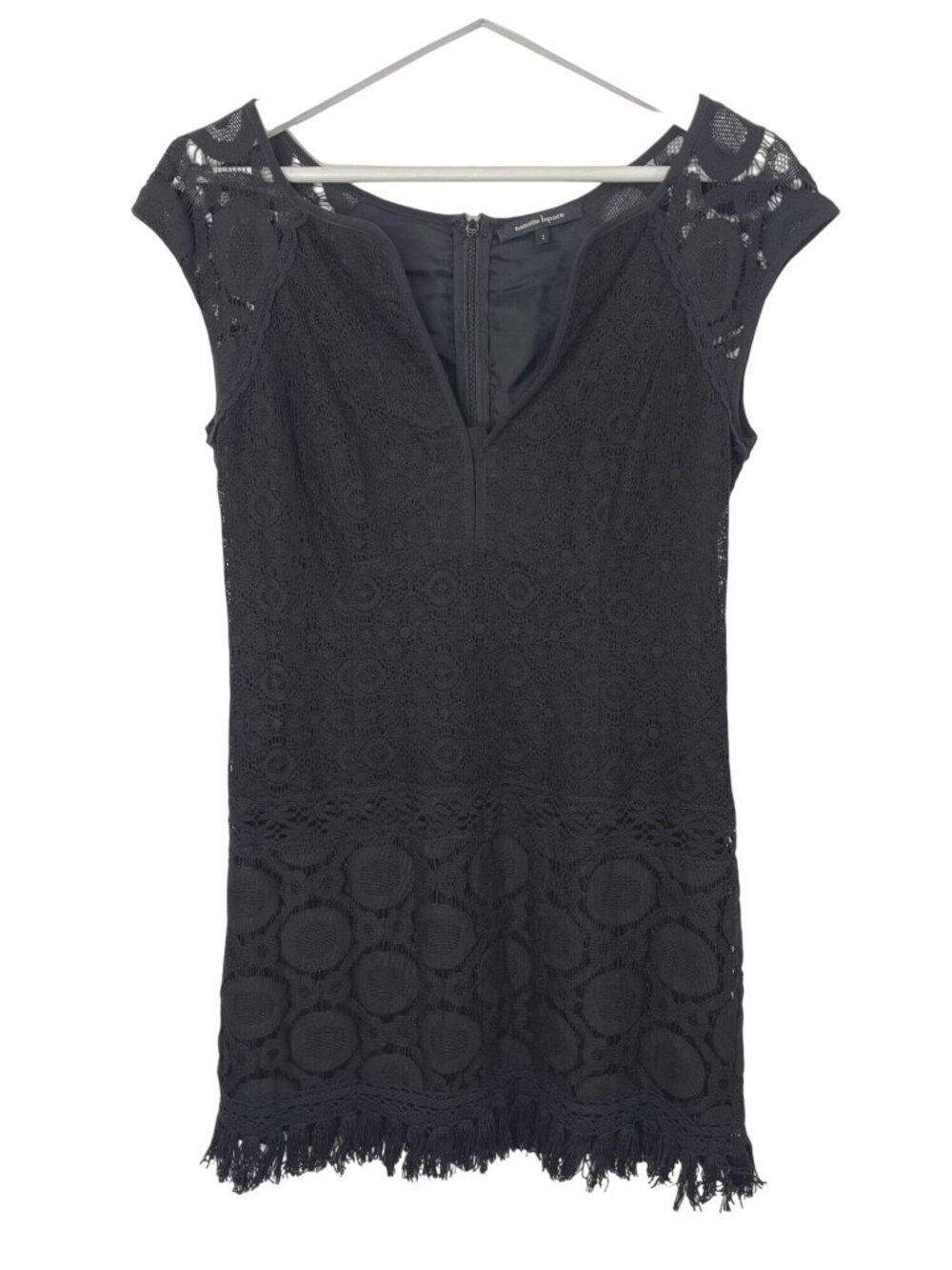 Nanette Lepore Dress 2 Black Lace Sheath Mini Cap Sleeve Cocktail